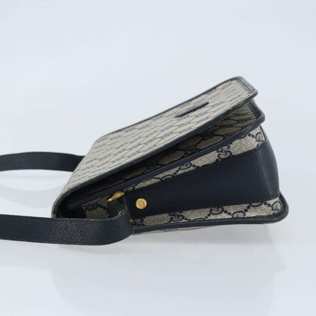 GUCCI GG Supreme Shoulder Bag PVC Navy Gold 001 116 0847 Auth ARZ232