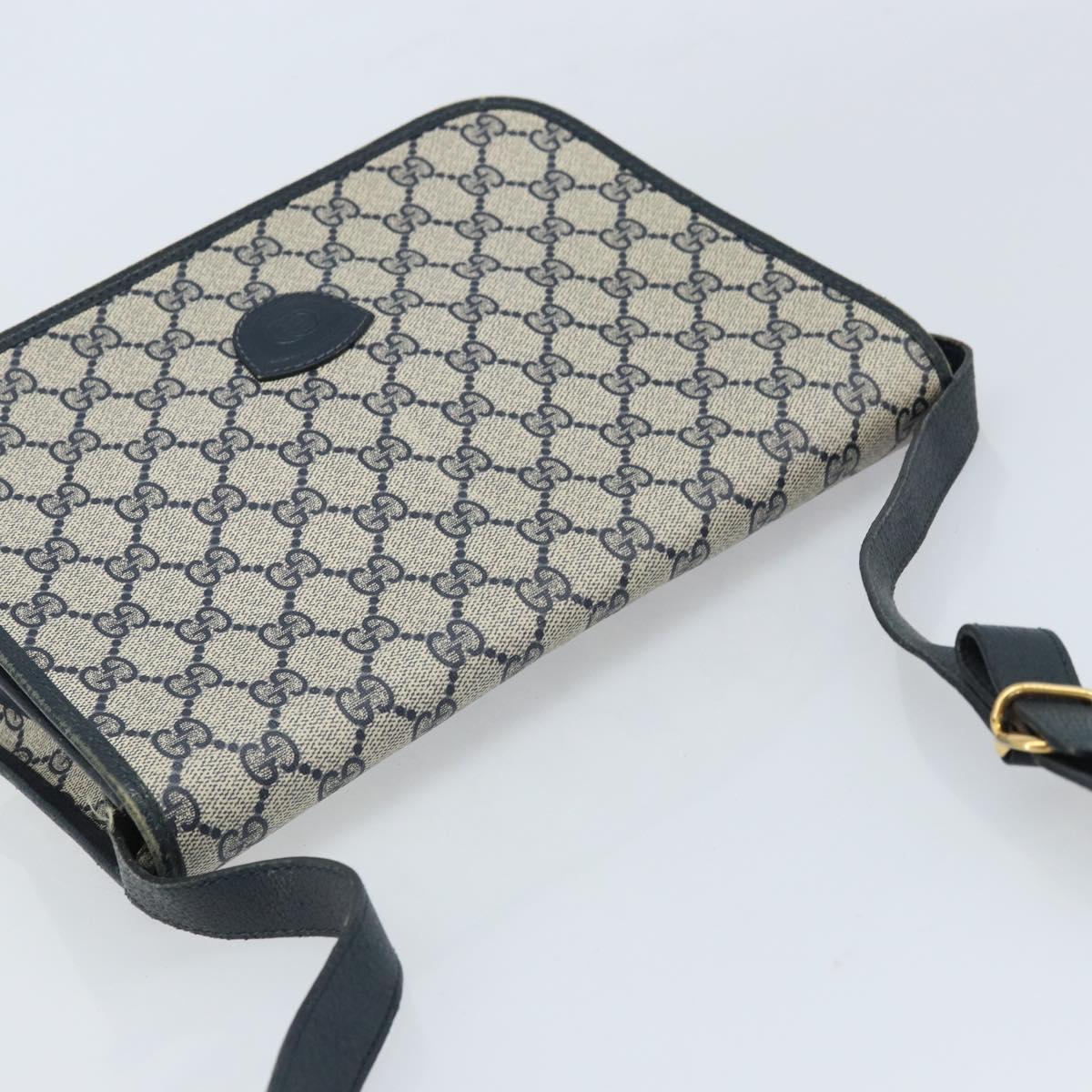 GUCCI GG Supreme Shoulder Bag PVC Navy Gold 001 116 0847 Auth ARZ232