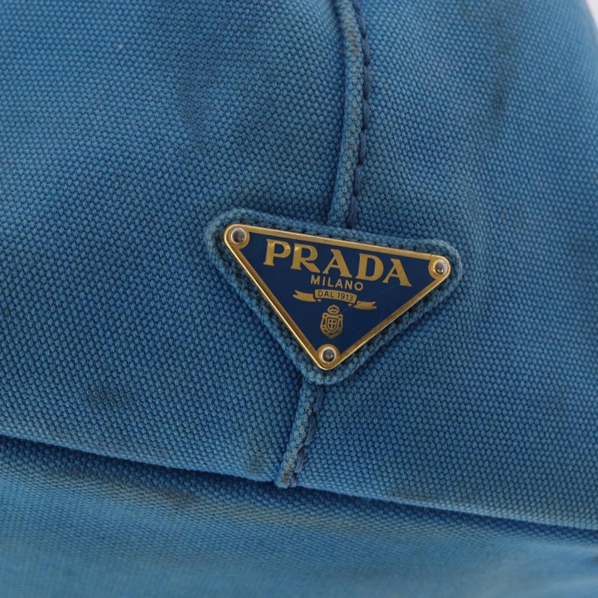 PRADA Canapa M Hand Bag Canvas 2way Blue Gold Auth ARZ233