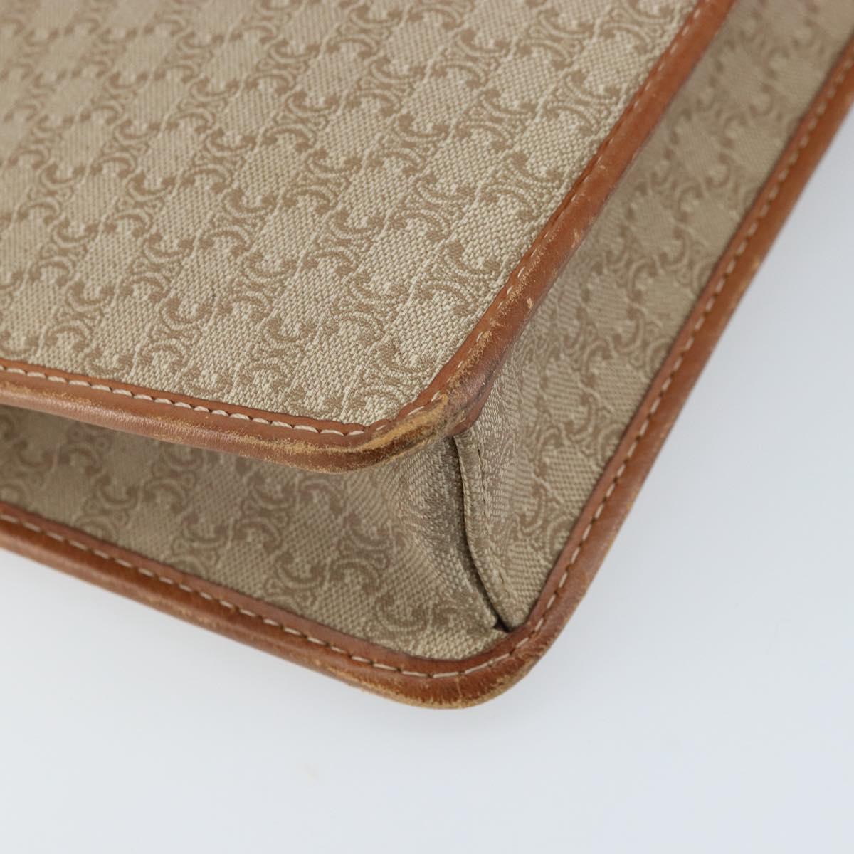 CELINE Macadam Canvas Shoulder Bag PVC Beige Gold Auth ARZ236