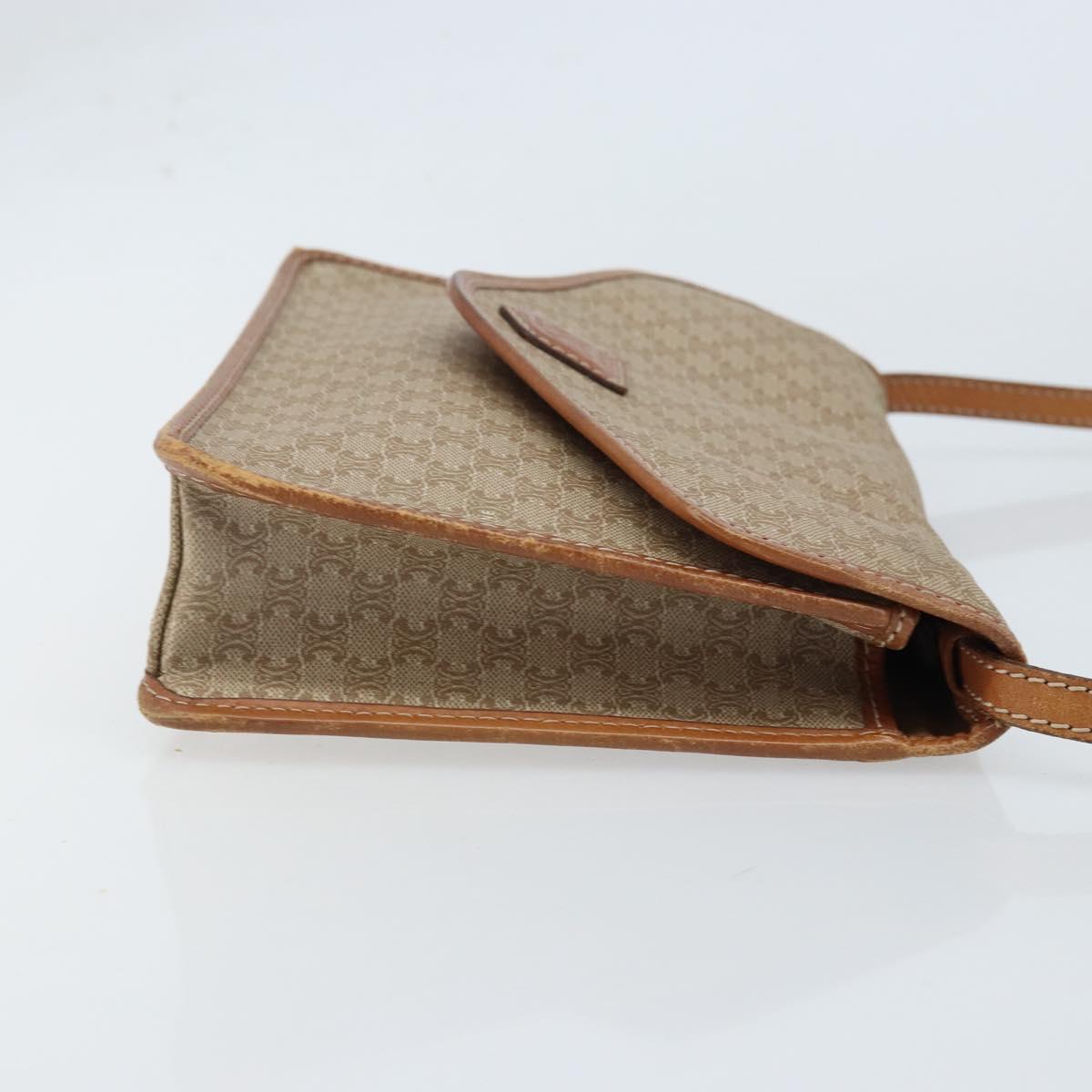 CELINE Macadam Canvas Shoulder Bag PVC Beige Gold Auth ARZ236