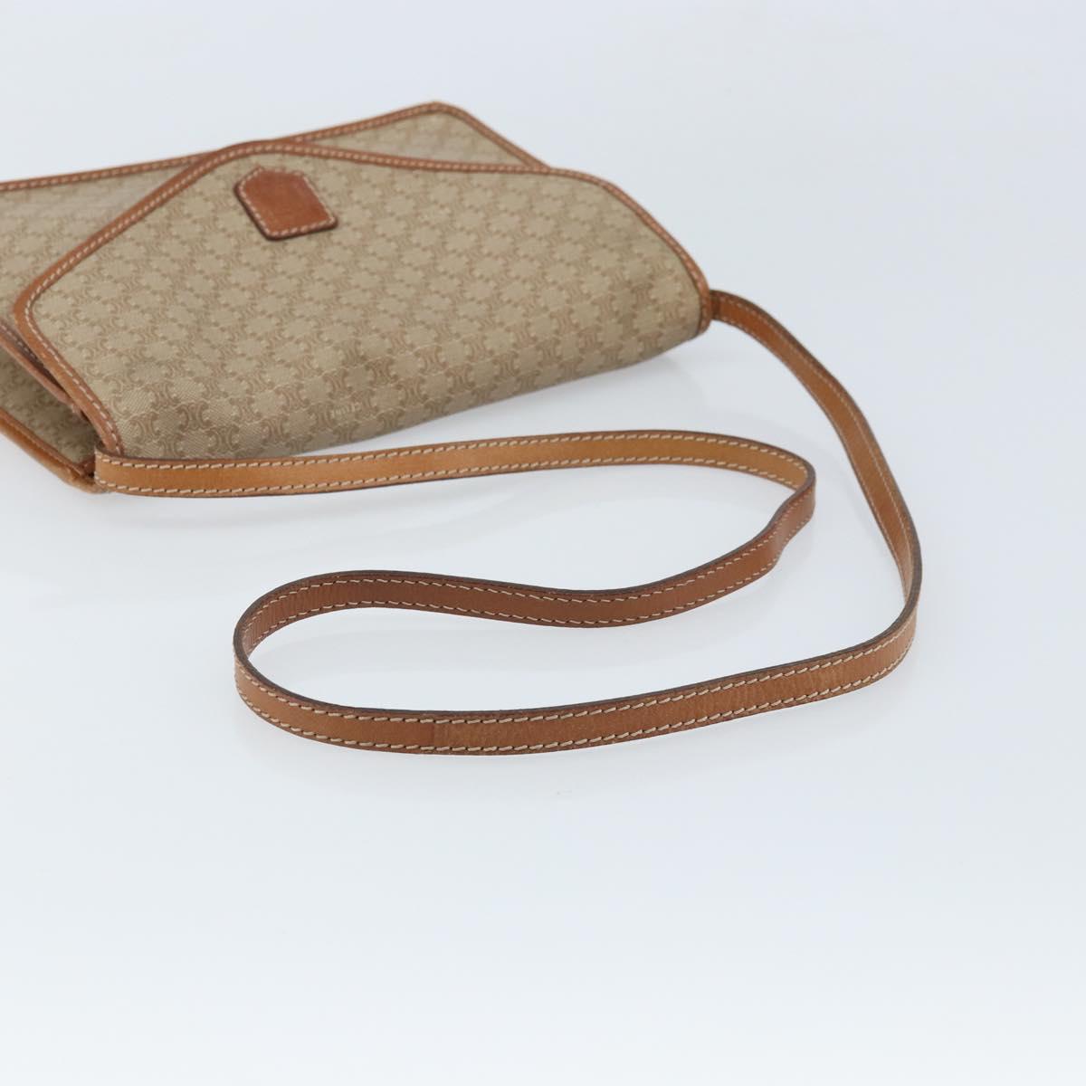 CELINE Macadam Canvas Shoulder Bag PVC Beige Gold Auth ARZ236