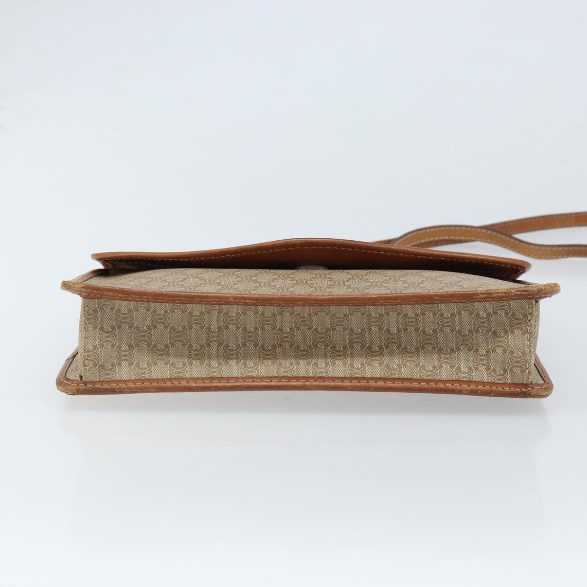CELINE Macadam Canvas Shoulder Bag PVC Beige Gold Auth ARZ236