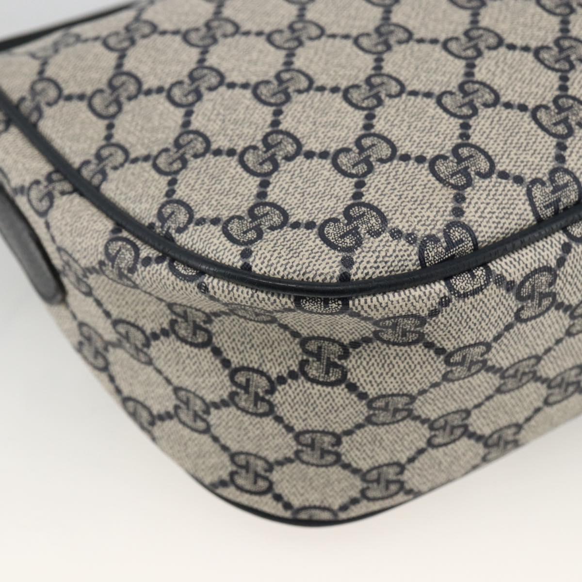 GUCCI GG Supreme Sherry Line Shoulder Bag PVC Navy Gold 89 02 032 Auth ARZ238