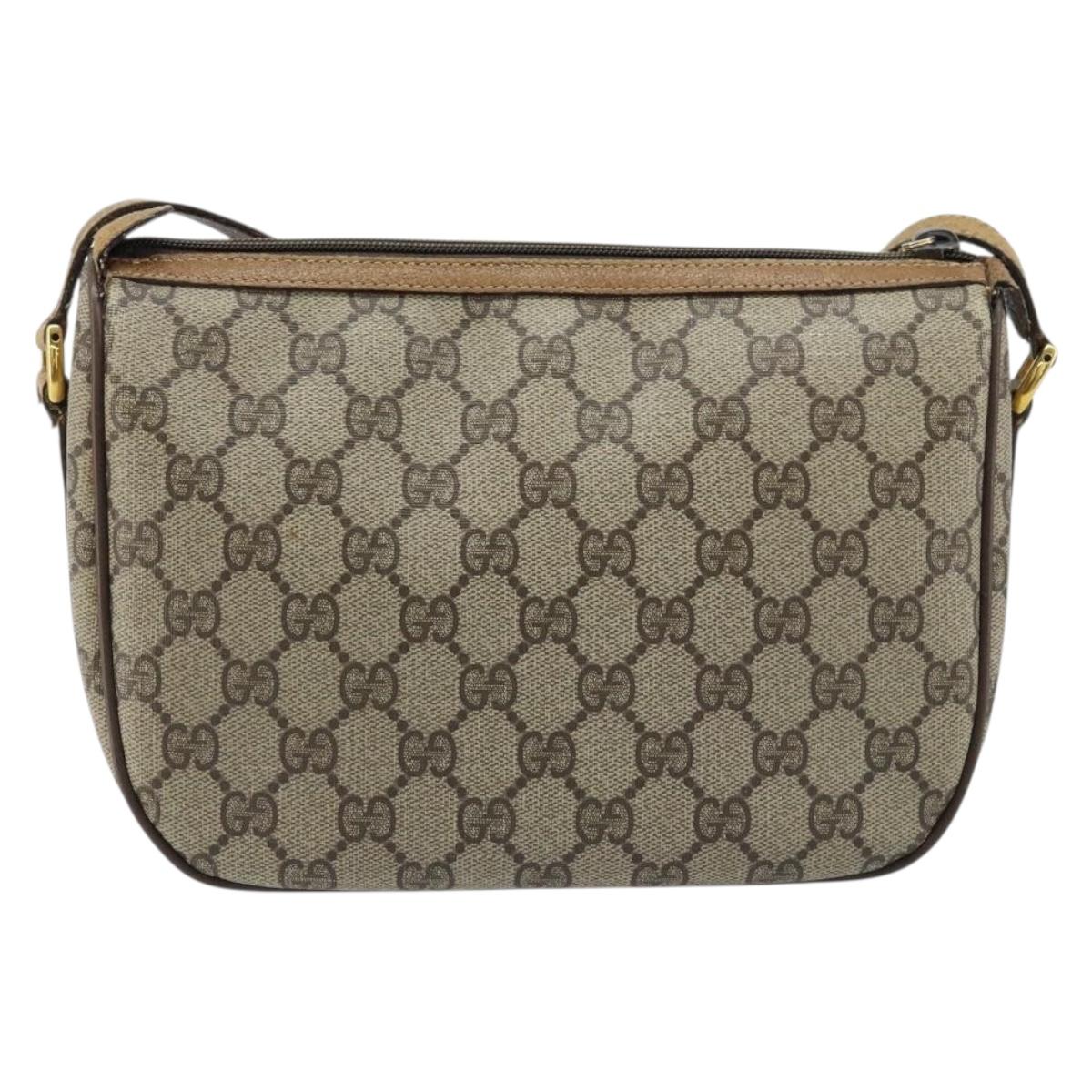 GUCCI GG Supreme Web Sherry Line Bag PVC Beige Gold 89 02 032 Auth ARZ240