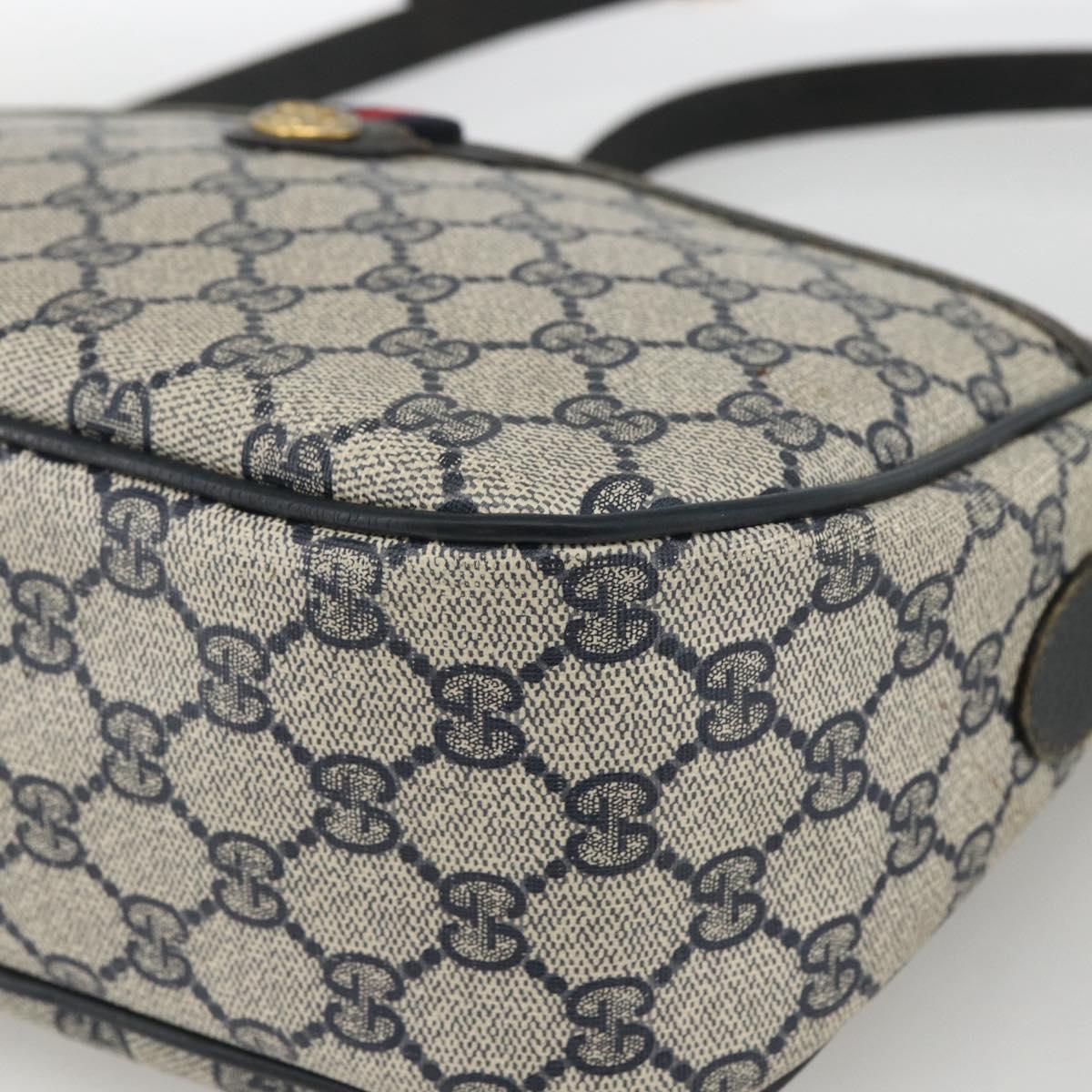 GUCCI GG Supreme Sherry Line Shoulder Bag PVC Navy Gold 89 02 077 Auth ARZ241