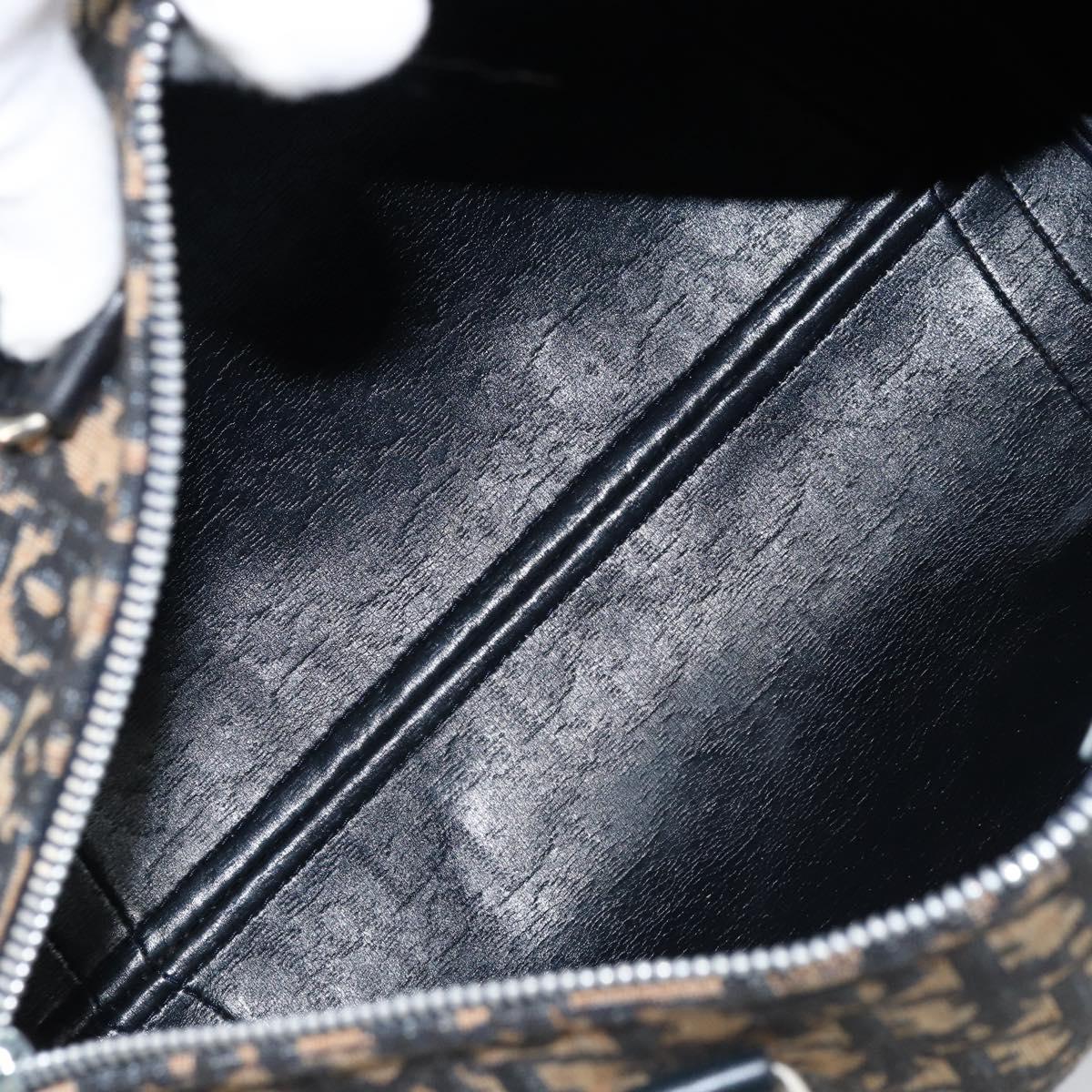 Christian Dior Trotter Canvas Boston Bag Navy Silver Auth ARZ245