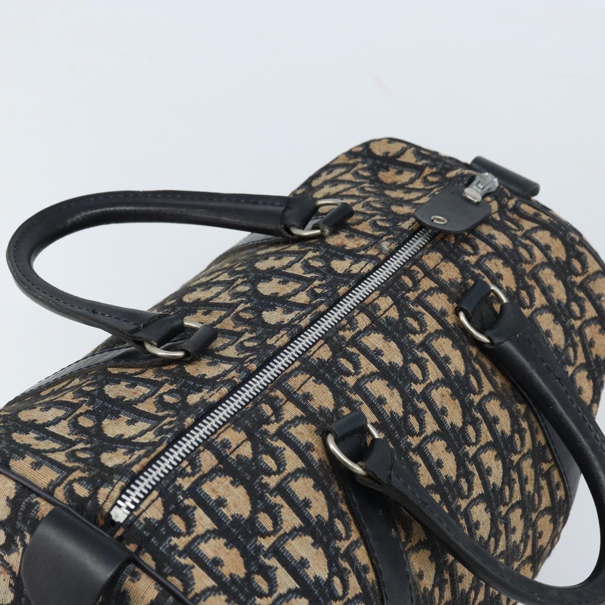 Christian Dior Trotter Canvas Boston Bag Navy Silver Auth ARZ245