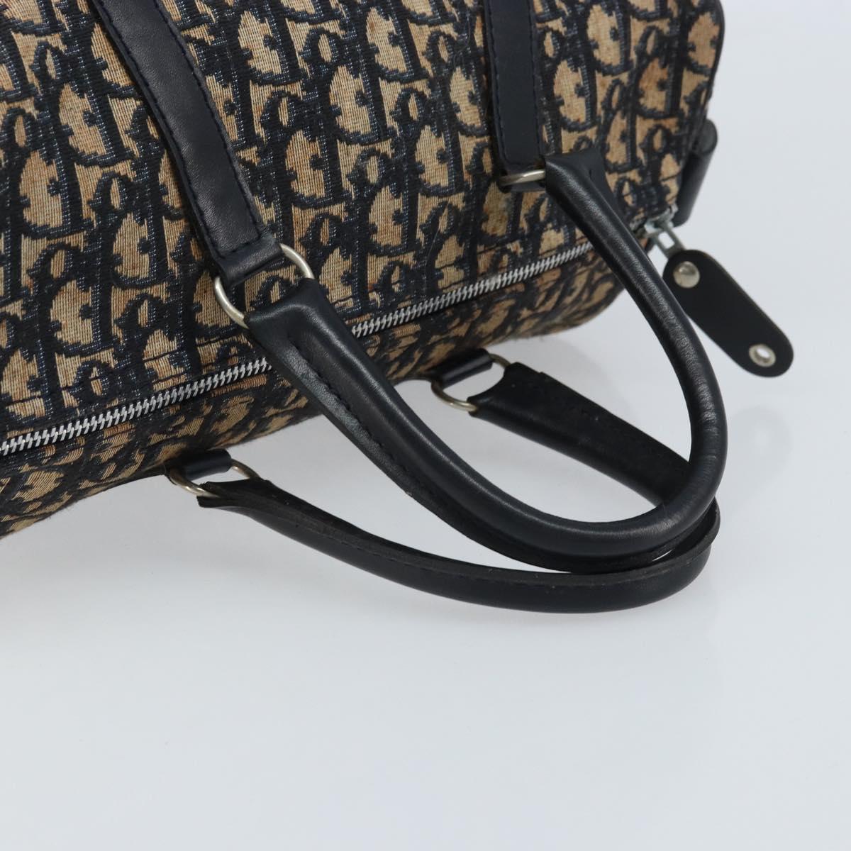 Christian Dior Trotter Canvas Boston Bag Navy Silver Auth ARZ245