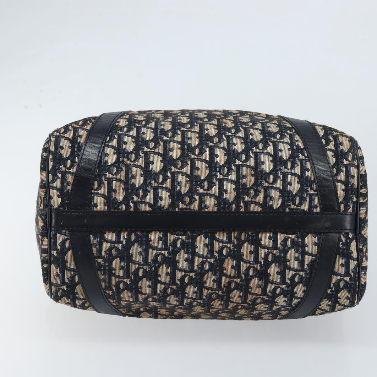 Christian Dior Trotter Canvas Boston Bag Navy Silver Auth ARZ245