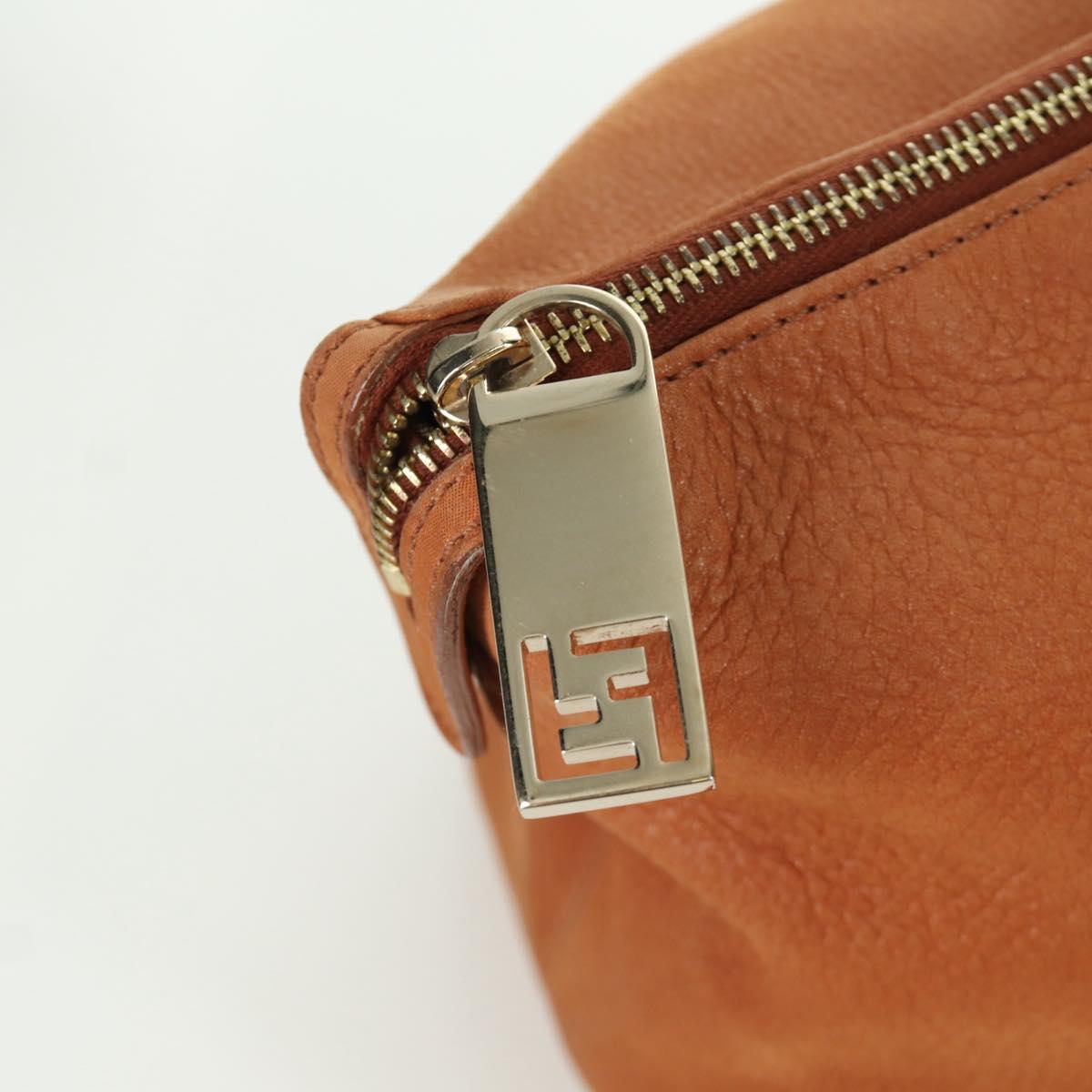 FENDI Tote Bag Leather Brown Gold Auth ARZ252V
