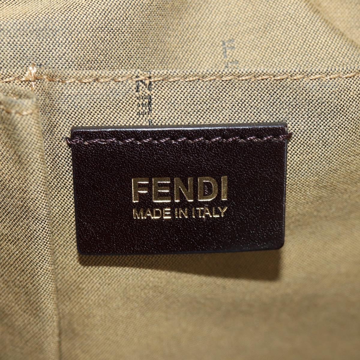 FENDI Tote Bag Leather Brown Gold Auth ARZ252V