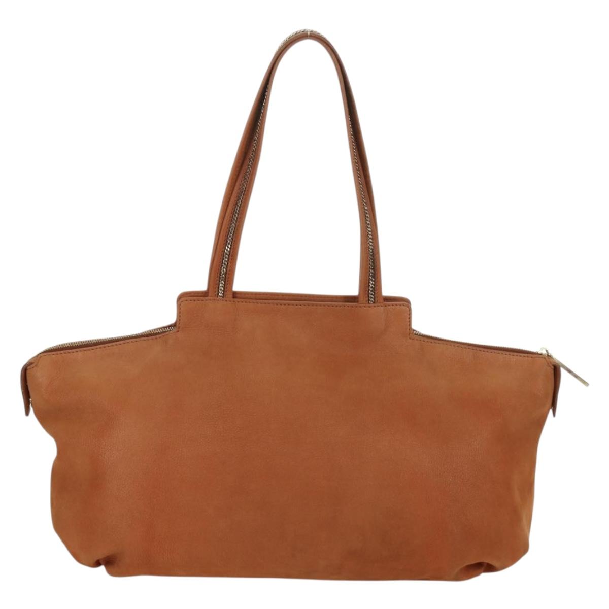 FENDI Tote Bag Leather Brown Gold Auth ARZ252V