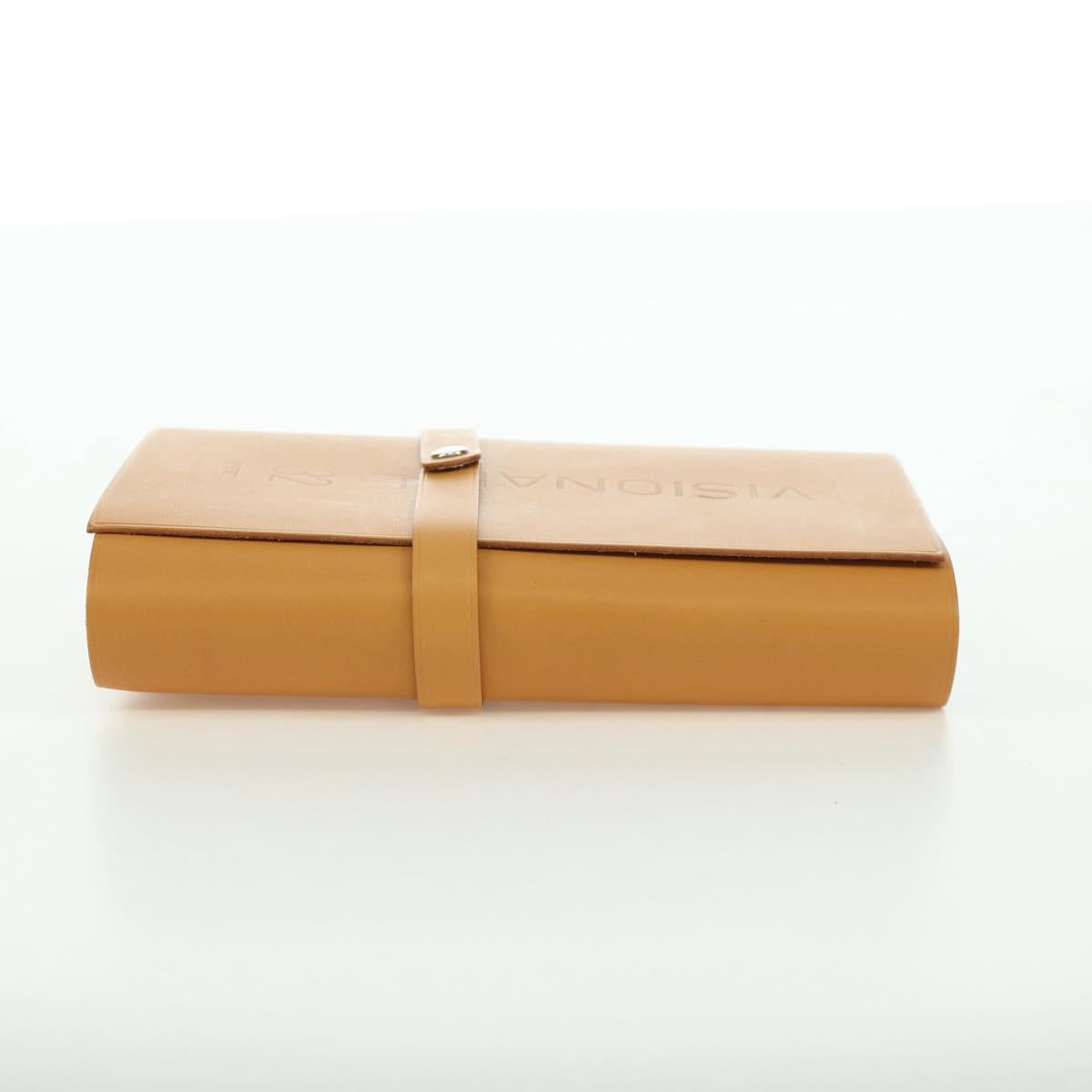 HERMES Visionaire 32 Leather Beige Silver Auth ARZ257M