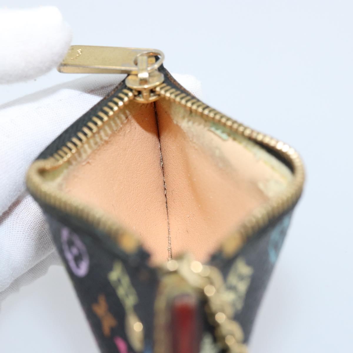 LOUIS VUITTON Multicolor Pochette Cles Coin Purse Black M13664 LV Auth ARZ265