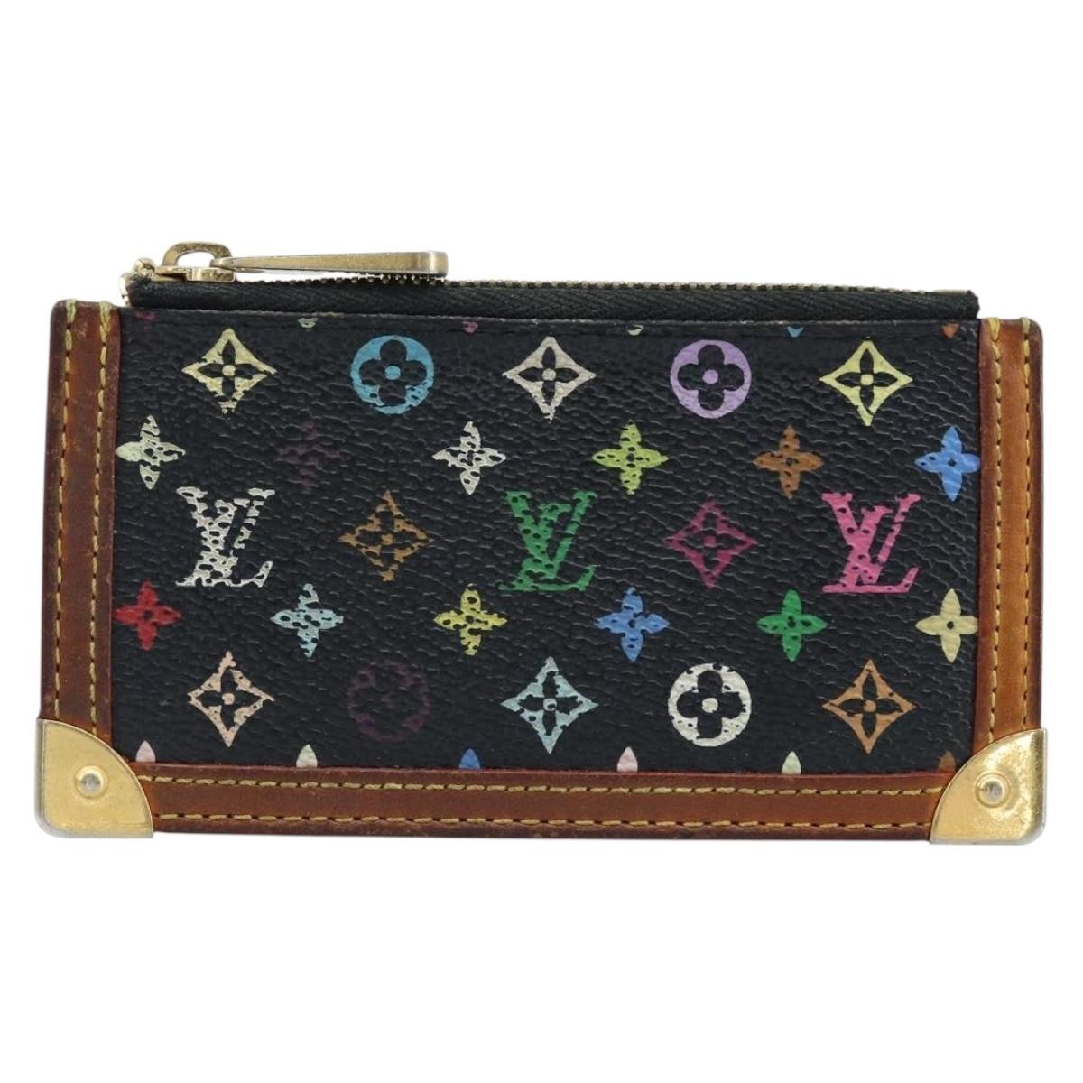 LOUIS VUITTON Multicolor Pochette Cles Coin Purse Black M13664 LV Auth ARZ265