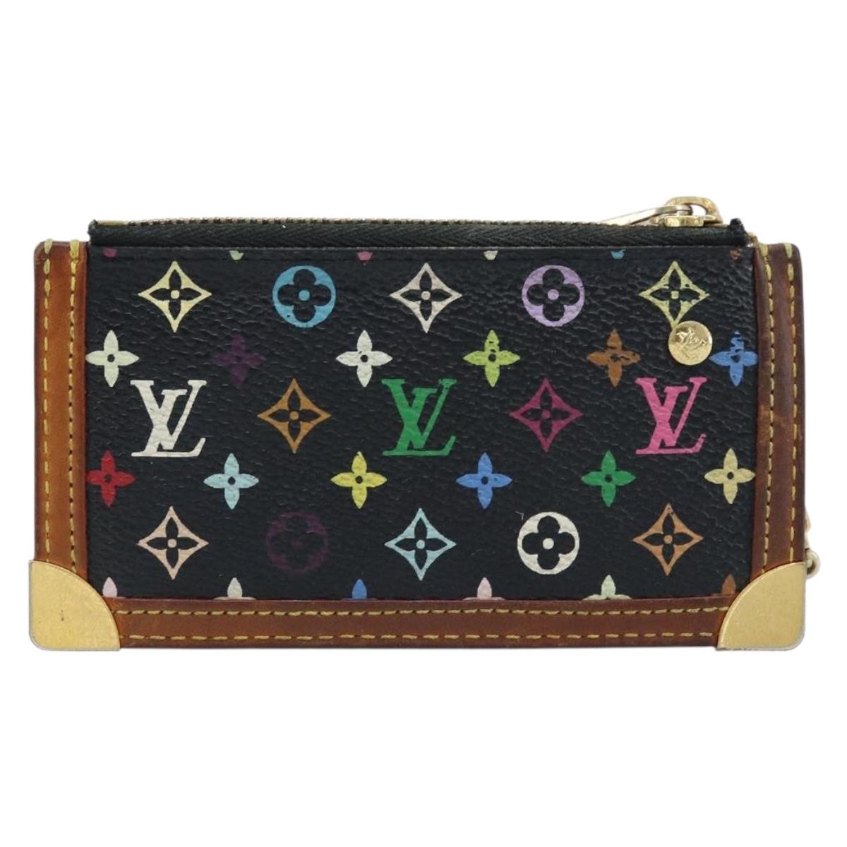 LOUIS VUITTON Multicolor Pochette Cles Coin Purse Black M13664 LV Auth ARZ265