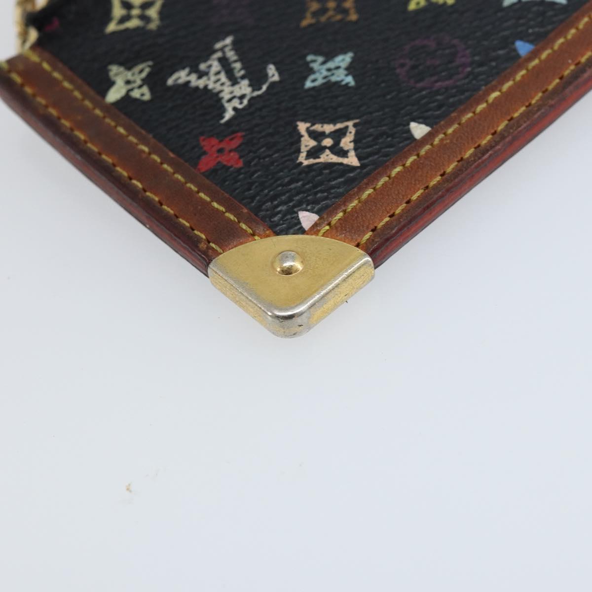 LOUIS VUITTON Multicolor Pochette Cles Coin Purse Black M13664 LV Auth ARZ265