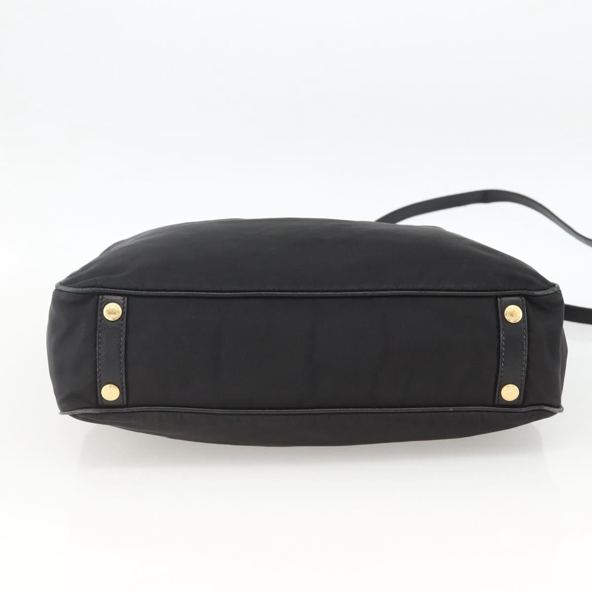 PRADA Tote Bag Nylon 2way Black Gold Auth ARZ275