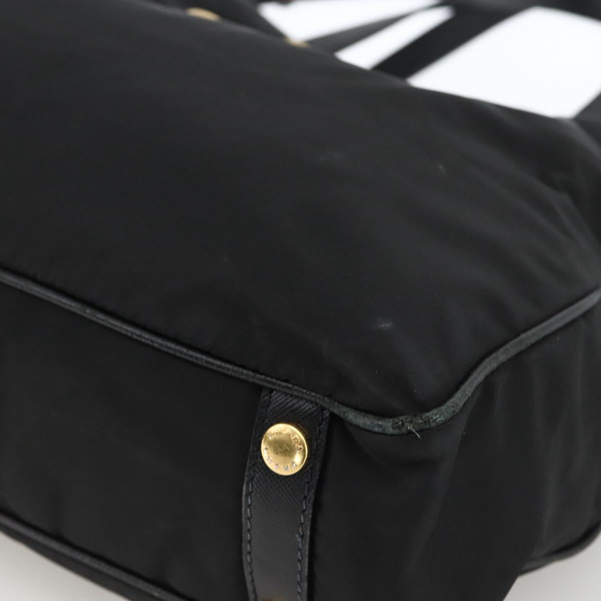 PRADA Tote Bag Nylon 2way Black Gold Auth ARZ275