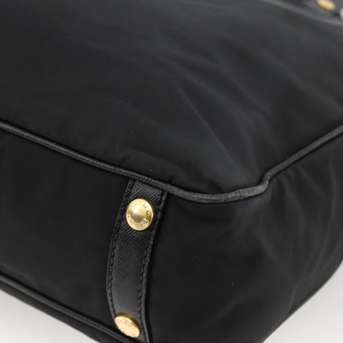 PRADA Tote Bag Nylon 2way Black Gold Auth ARZ275