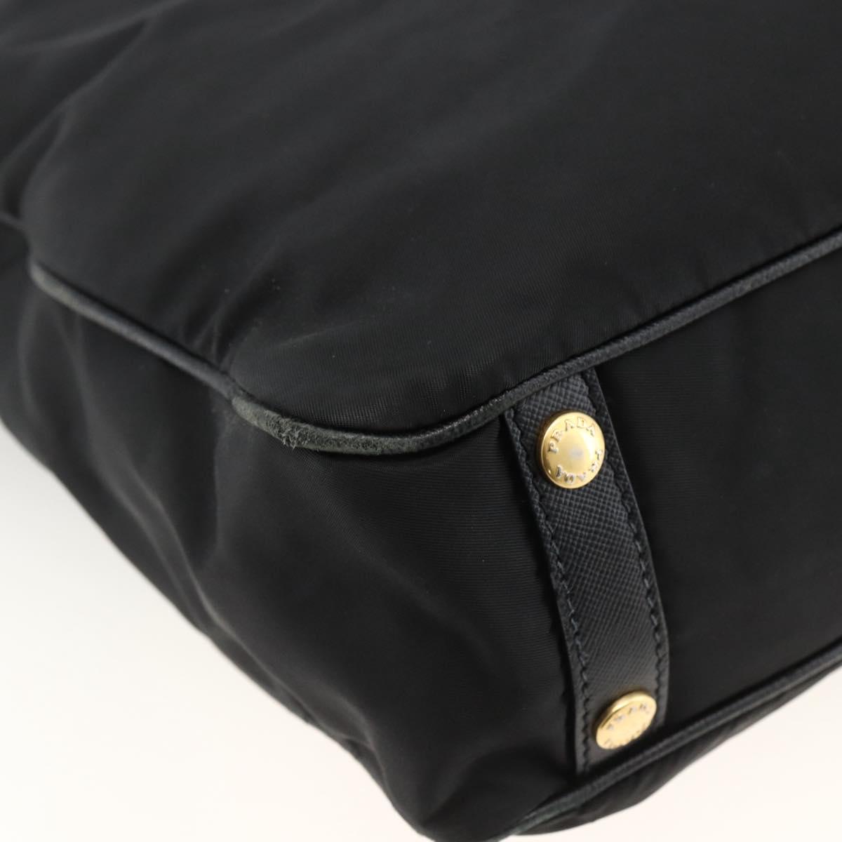 PRADA Tote Bag Nylon 2way Black Gold Auth ARZ275