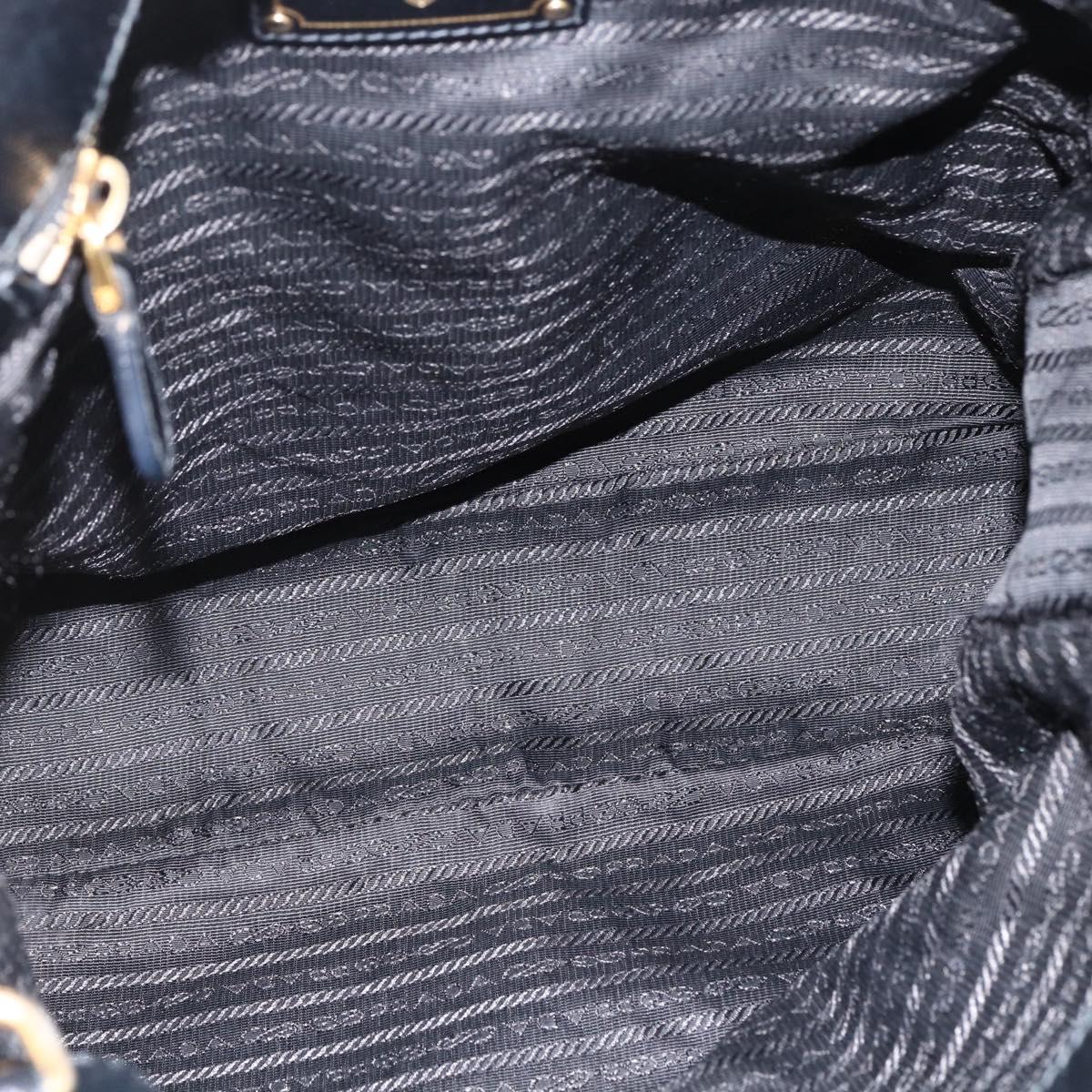 PRADA Tote Bag Nylon 2way Black Gold Auth ARZ275