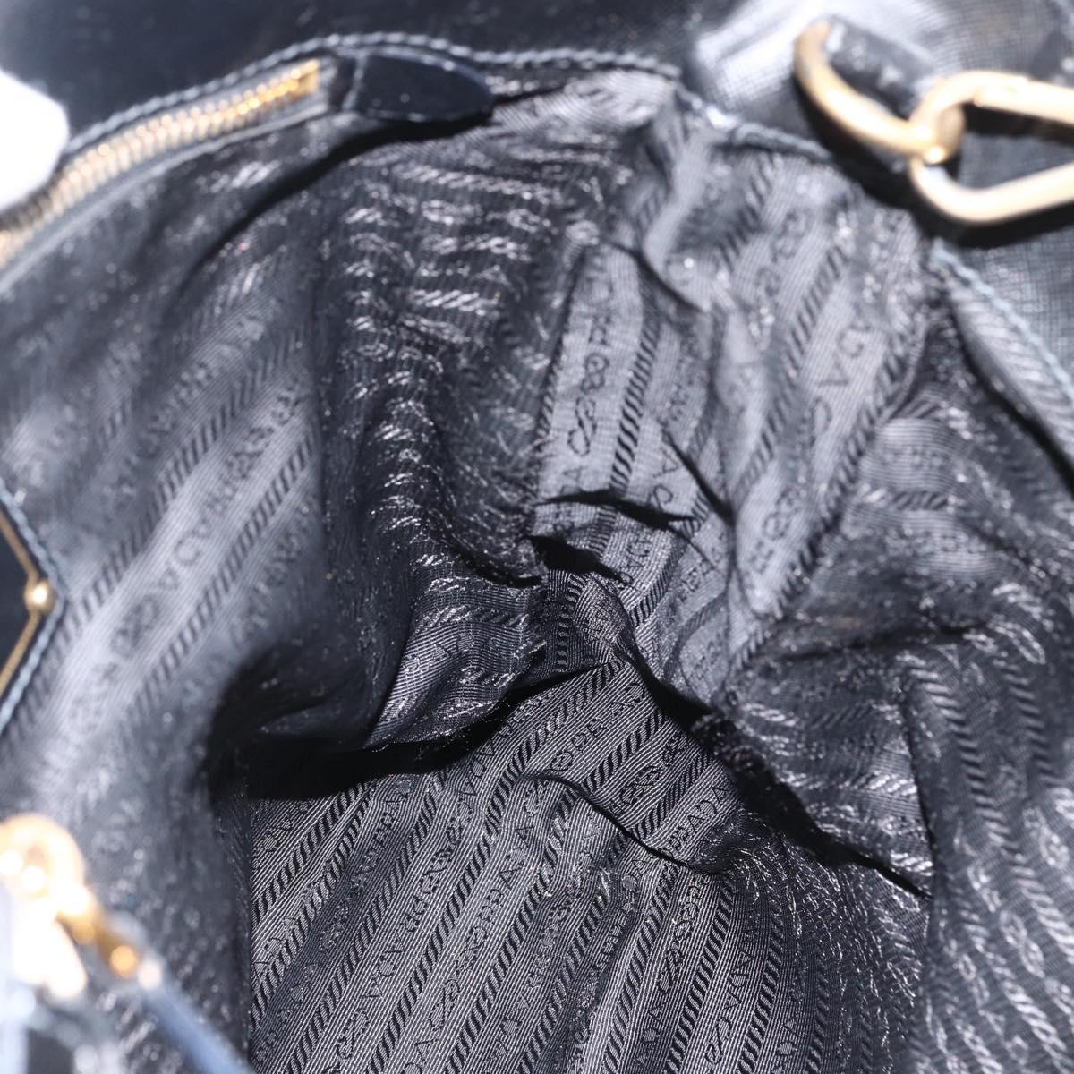 PRADA Tote Bag Nylon 2way Black Gold Auth ARZ275