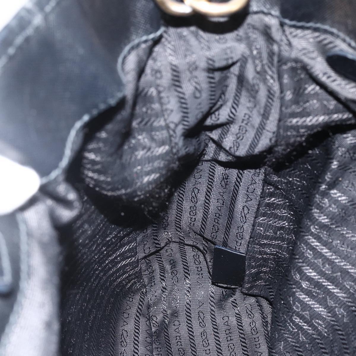PRADA Tote Bag Nylon 2way Black Gold Auth ARZ275