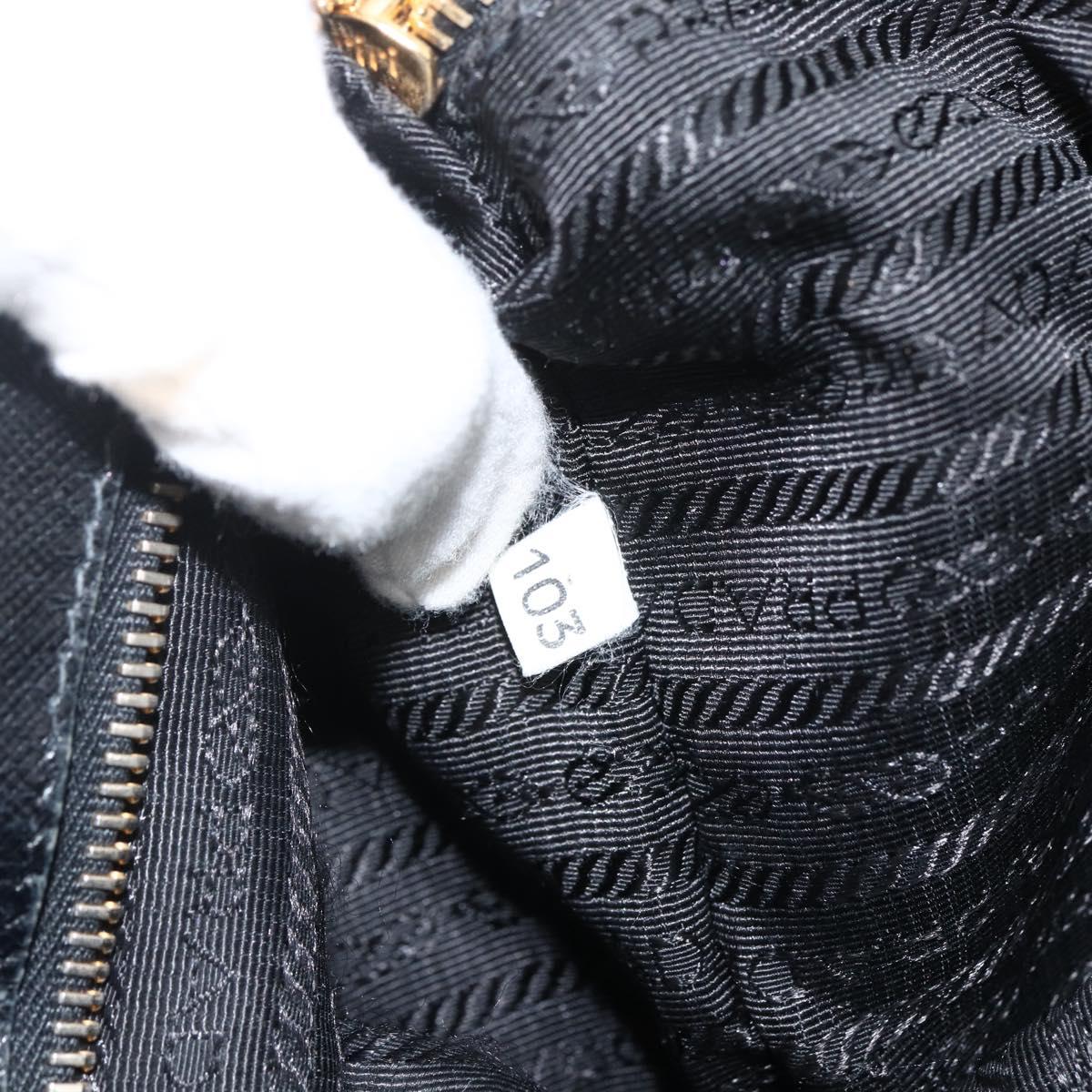 PRADA Tote Bag Nylon 2way Black Gold Auth ARZ275