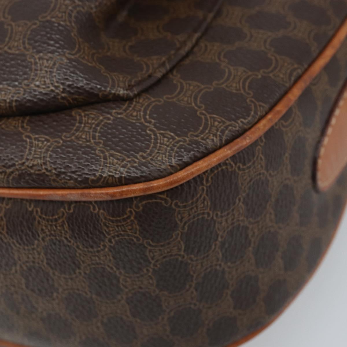 CELINE Macadam Canvas Shoulder Bag PVC Leather Brown Gold Auth ARZ276