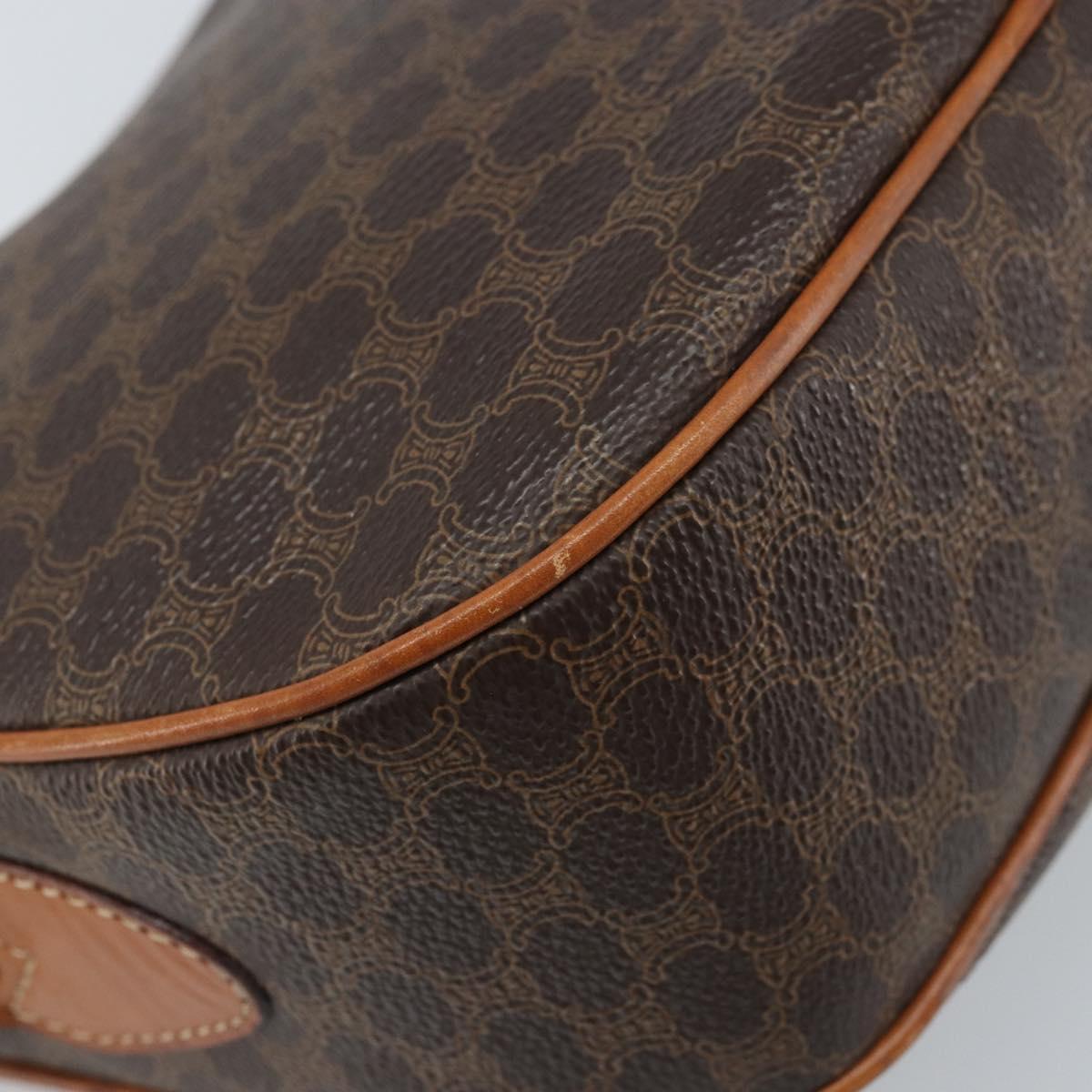 CELINE Macadam Canvas Shoulder Bag PVC Leather Brown Gold Auth ARZ276