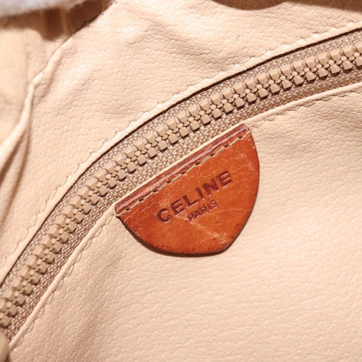 CELINE Macadam Canvas Shoulder Bag PVC Leather Brown Gold Auth ARZ276