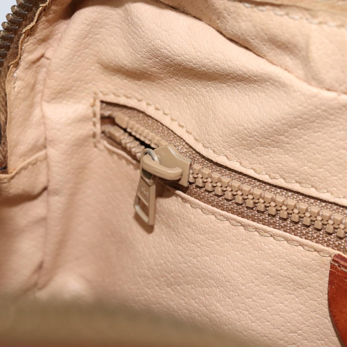 CELINE Macadam Canvas Shoulder Bag PVC Leather Brown Gold Auth ARZ276