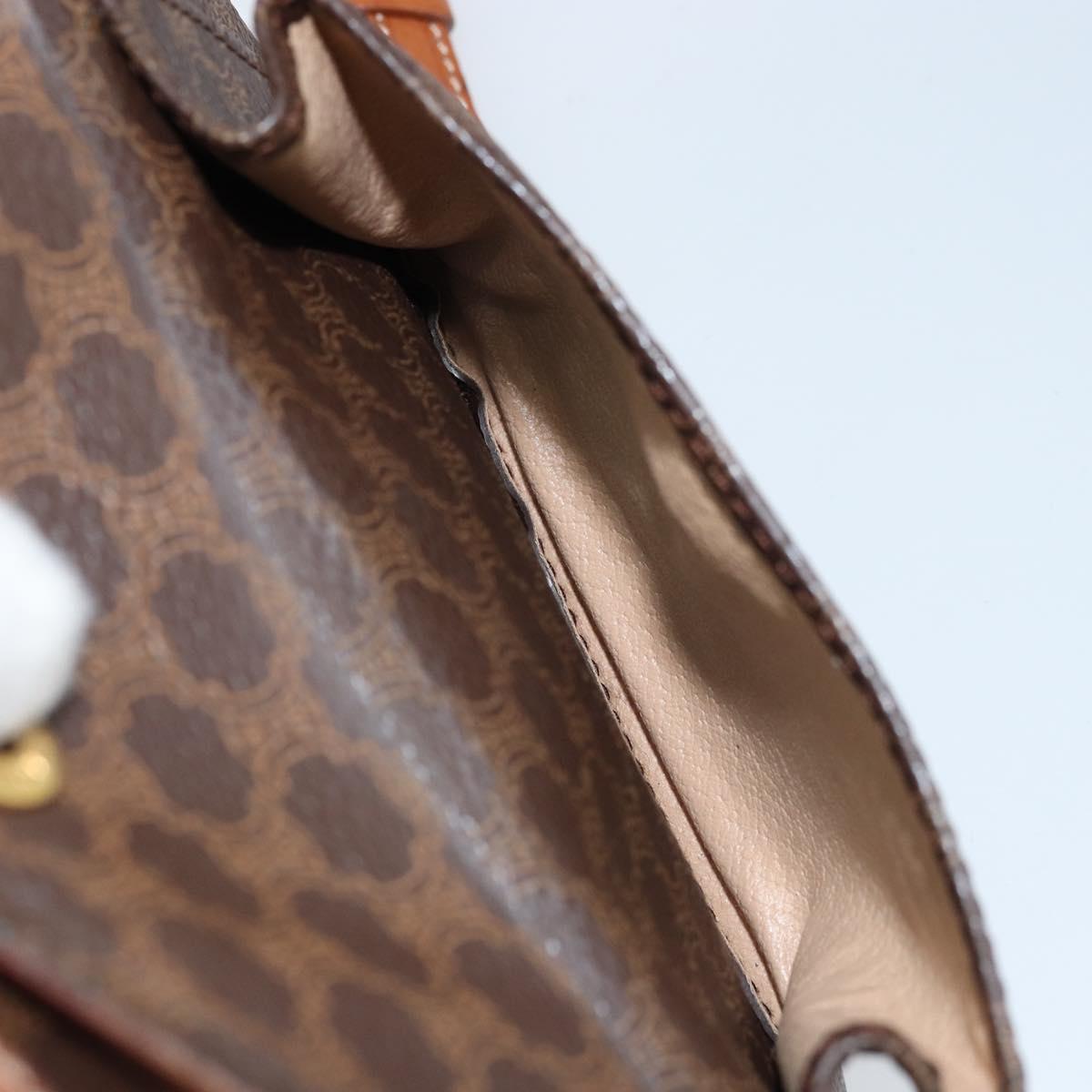 CELINE Macadam Canvas Shoulder Bag PVC Leather Brown Gold Auth ARZ276
