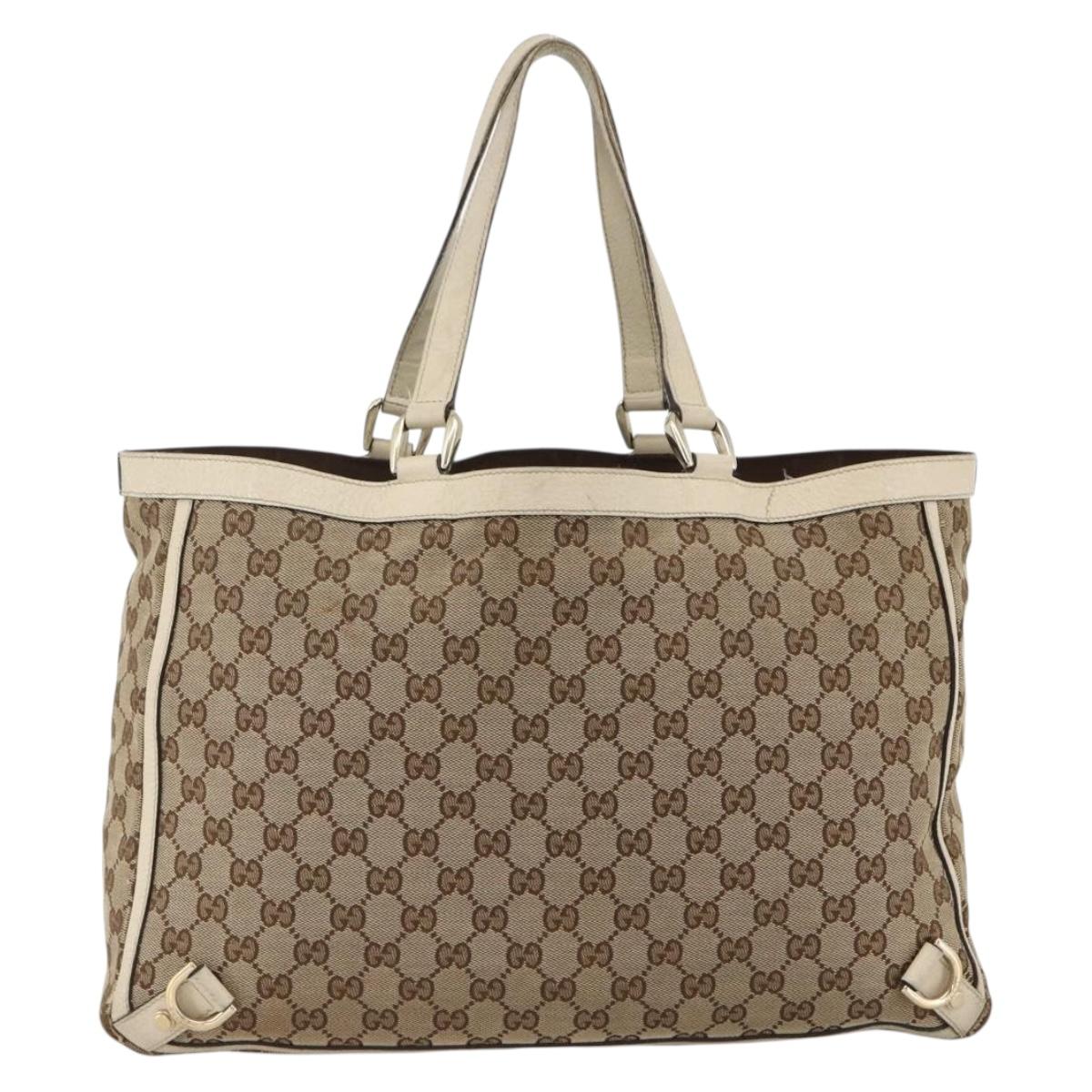 GUCCI GG Canvas Abbey Tote Bag Beige Gold 141472 Auth ARZ280