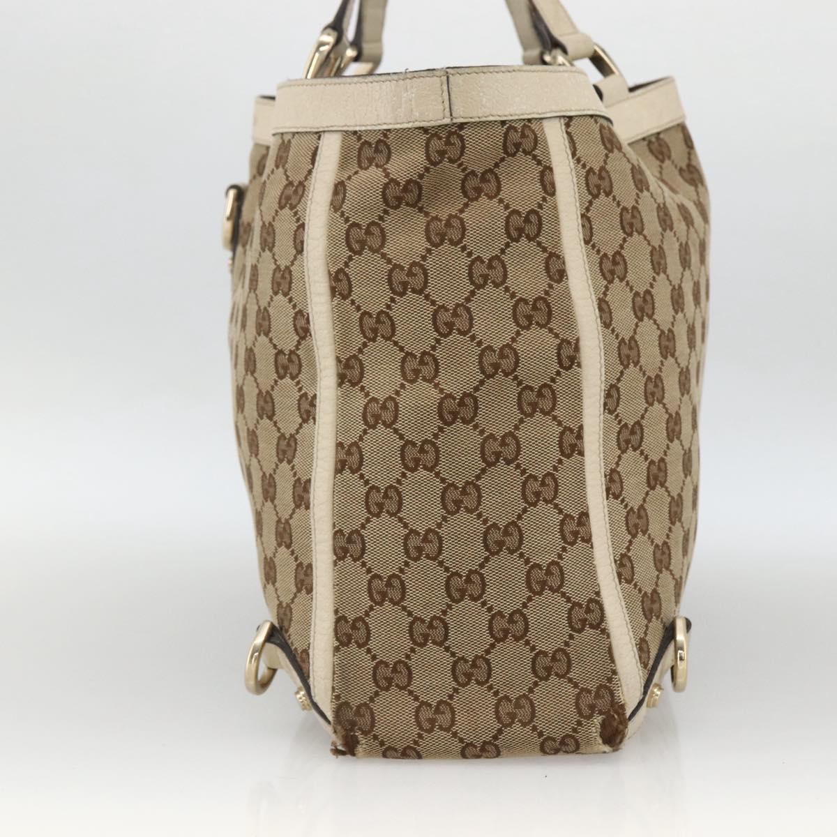 GUCCI GG Canvas Abbey Tote Bag Beige Gold 141472 Auth ARZ280