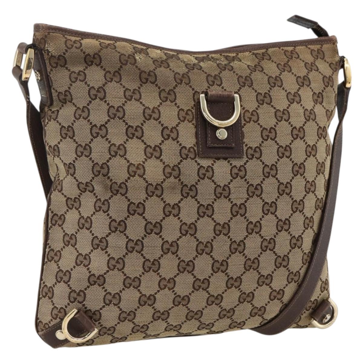 GUCCI GG Canvas Abbey Shoulder Bag Beige Gold 131326 Auth ARZ287