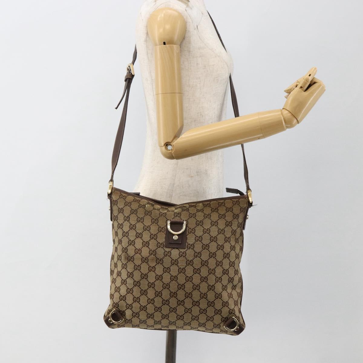 GUCCI GG Canvas Abbey Shoulder Bag Beige Gold 131326 Auth ARZ287