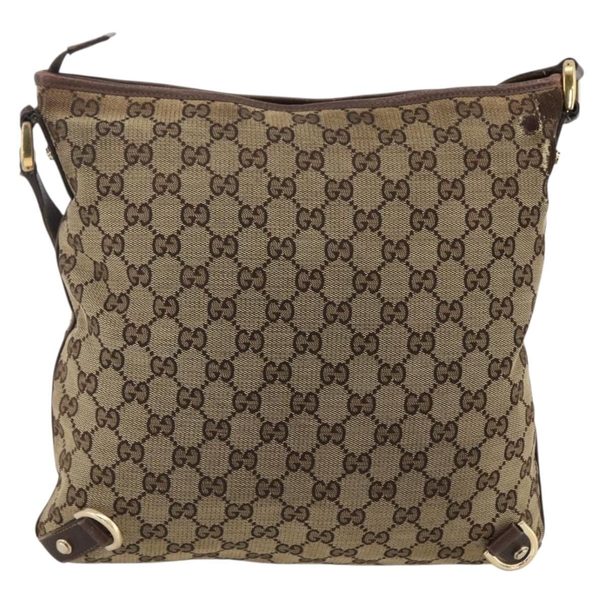 GUCCI GG Canvas Abbey Shoulder Bag Beige Gold 131326 Auth ARZ287