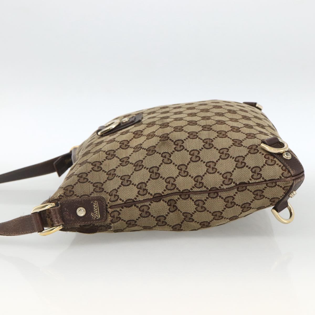 GUCCI GG Canvas Abbey Shoulder Bag Beige Gold 131326 Auth ARZ287