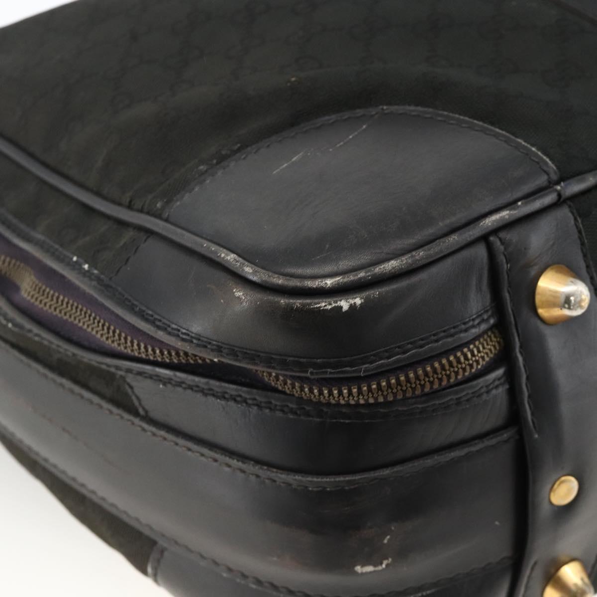 GUCCI GG Canvas Web Sherry Line Travel Bag Travel Case Black Gold Auth ARZ288