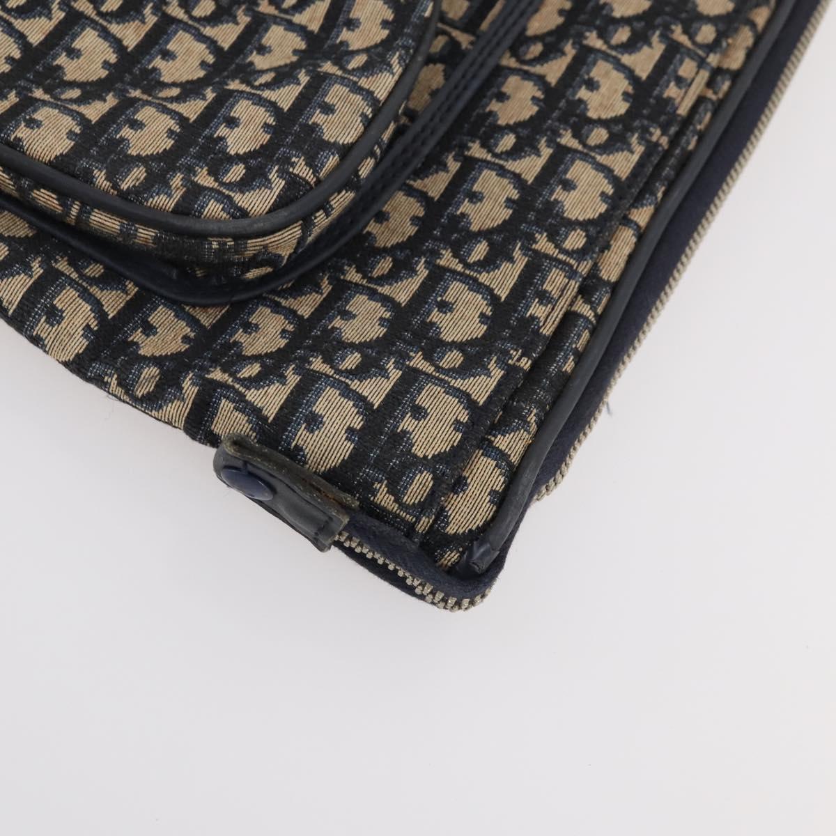 Christian Dior Trotter Canvas Garment Cover Navy Silver Auth ARZ290