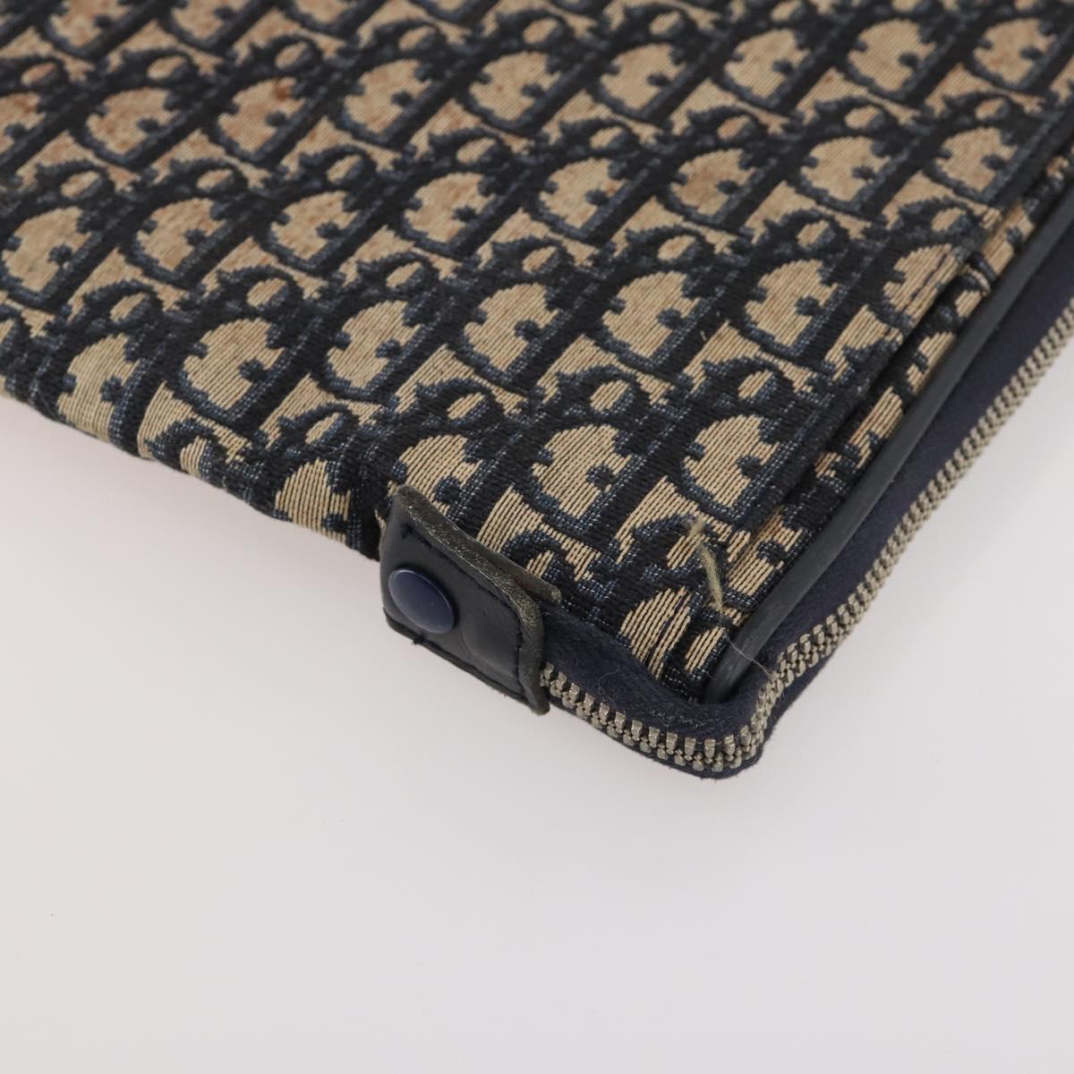 Christian Dior Trotter Canvas Garment Cover Navy Silver Auth ARZ290