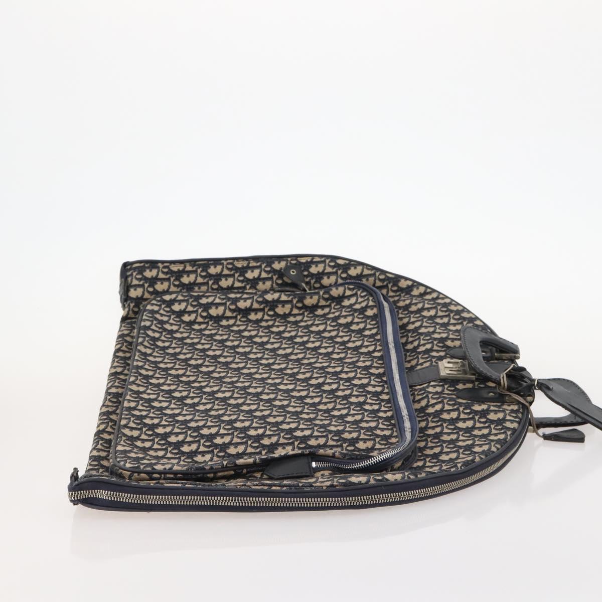 Christian Dior Trotter Canvas Garment Cover Navy Silver Auth ARZ290
