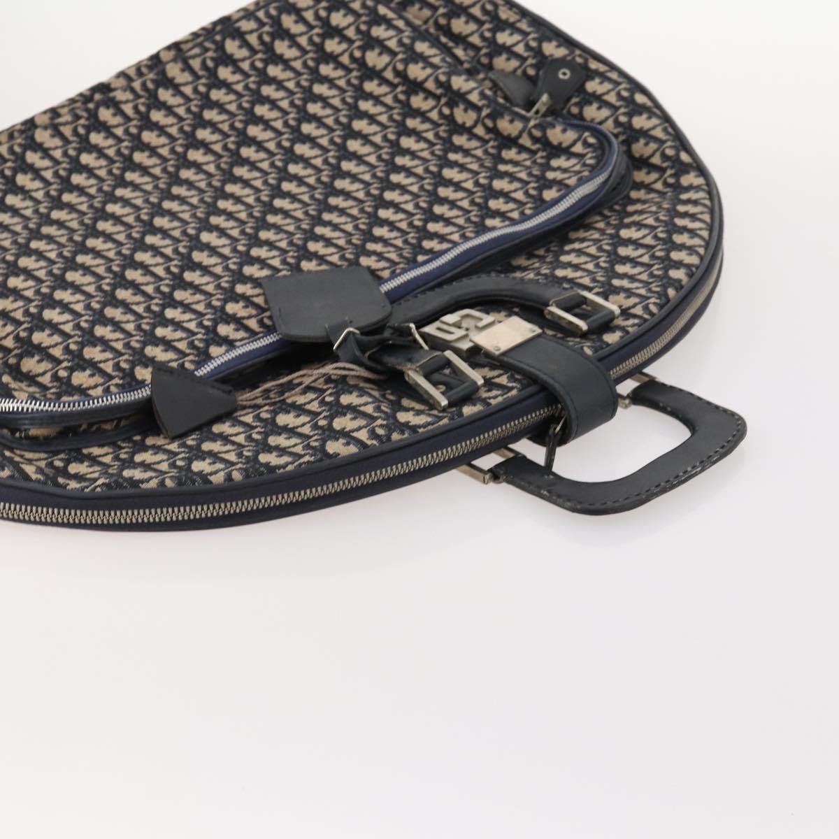 Christian Dior Trotter Canvas Garment Cover Navy Silver Auth ARZ290