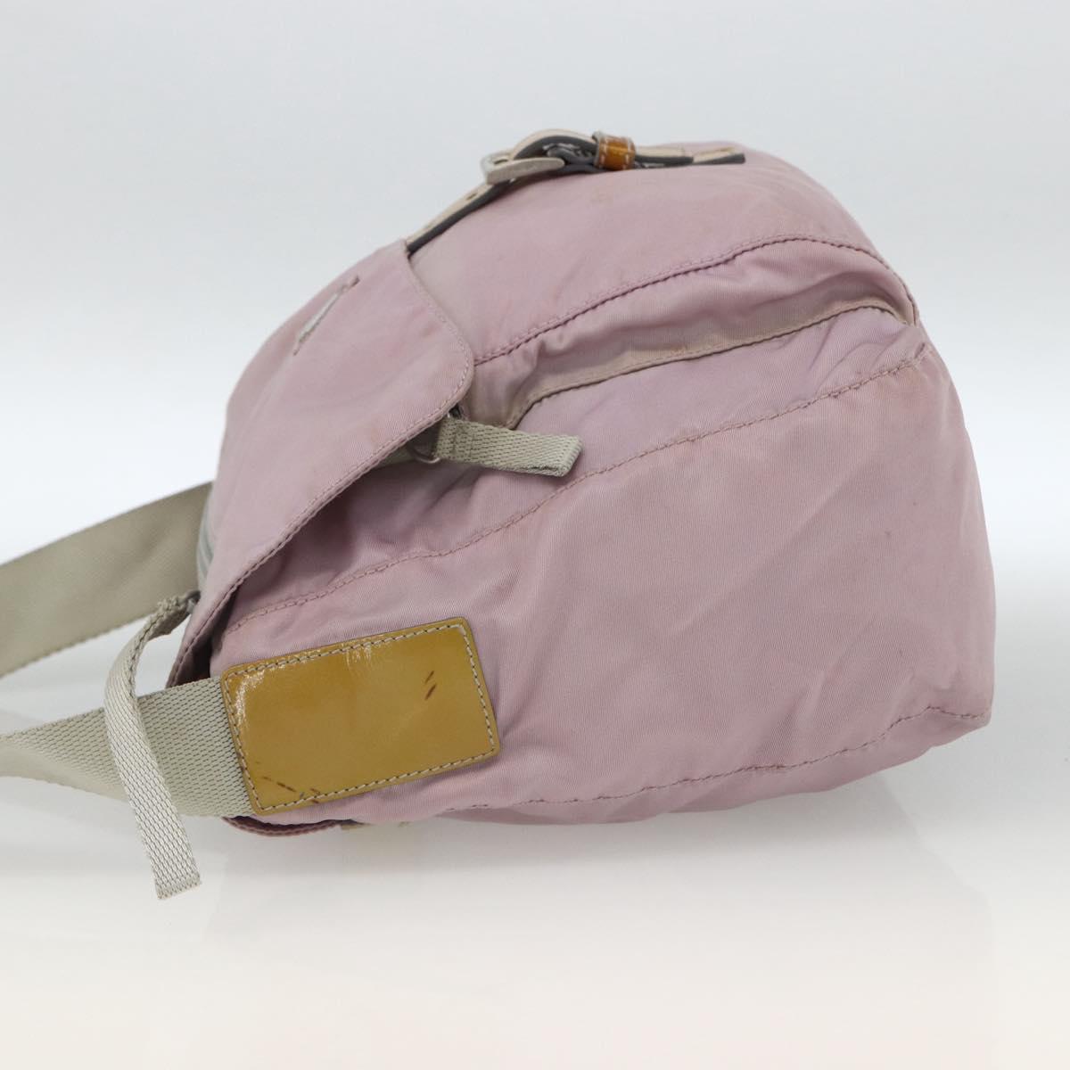PRADA Shoulder Bag Nylon Pink Silver Auth ARZ292