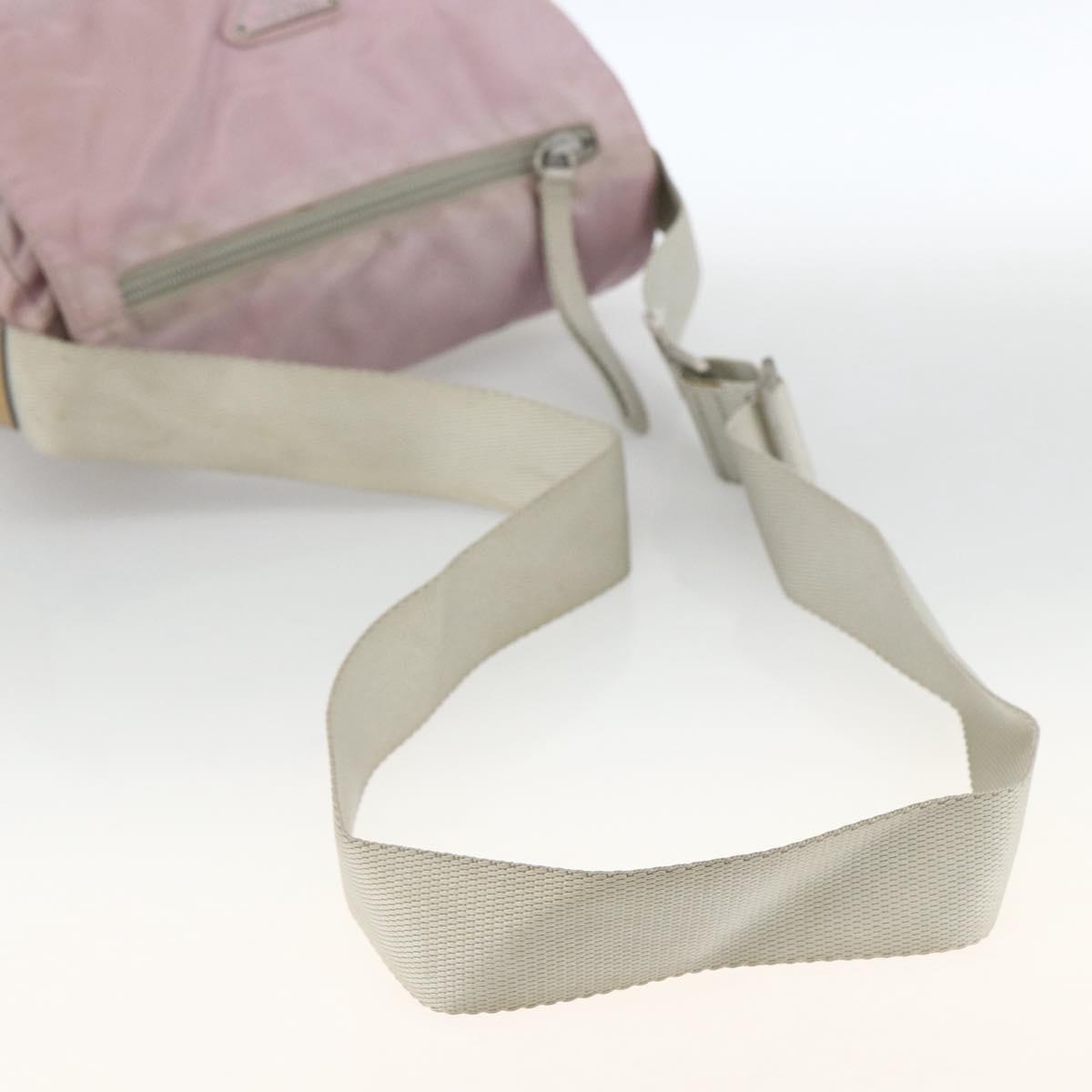 PRADA Shoulder Bag Nylon Pink Silver Auth ARZ292