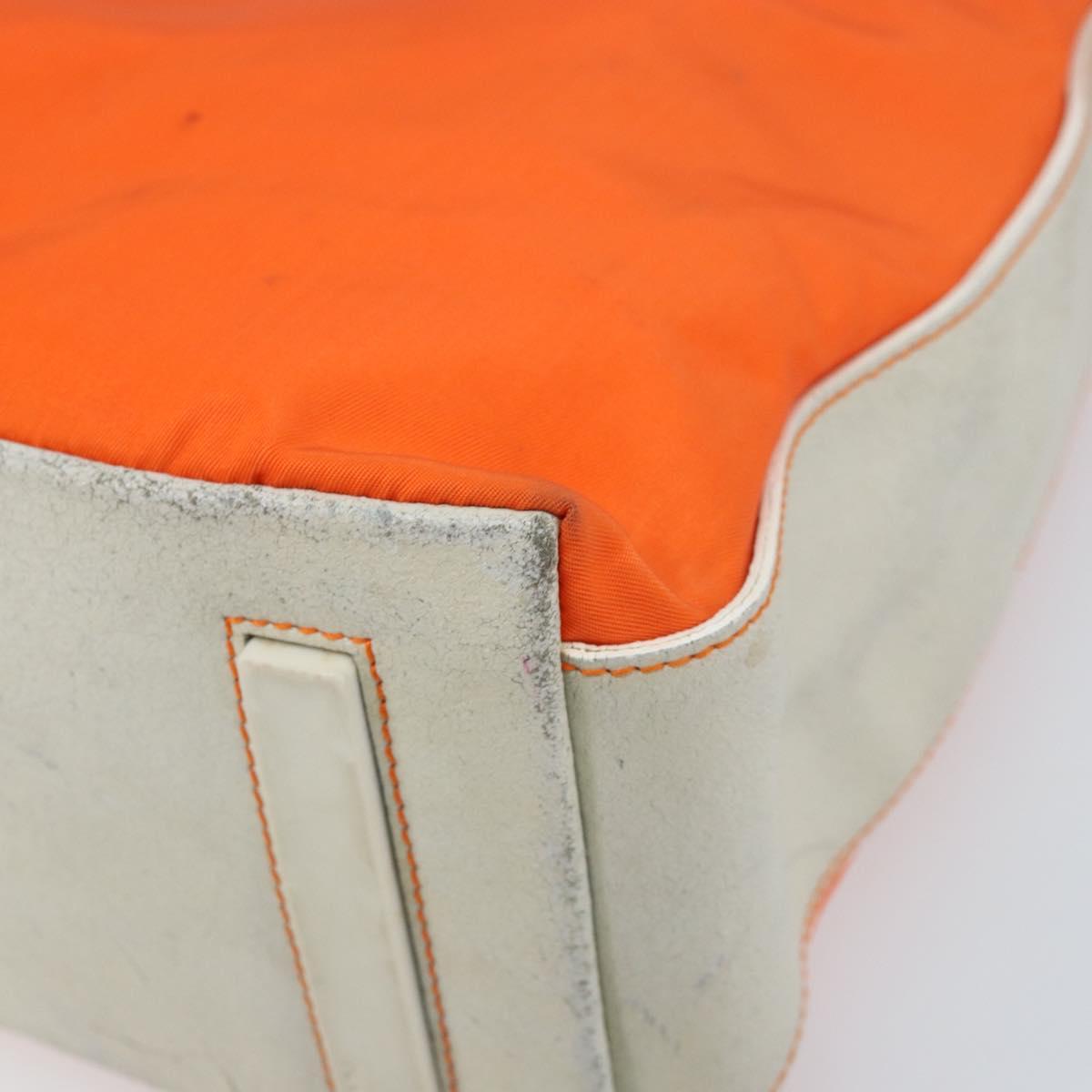 PRADA Shoulder Bag Nylon Orange Silver Auth ARZ293