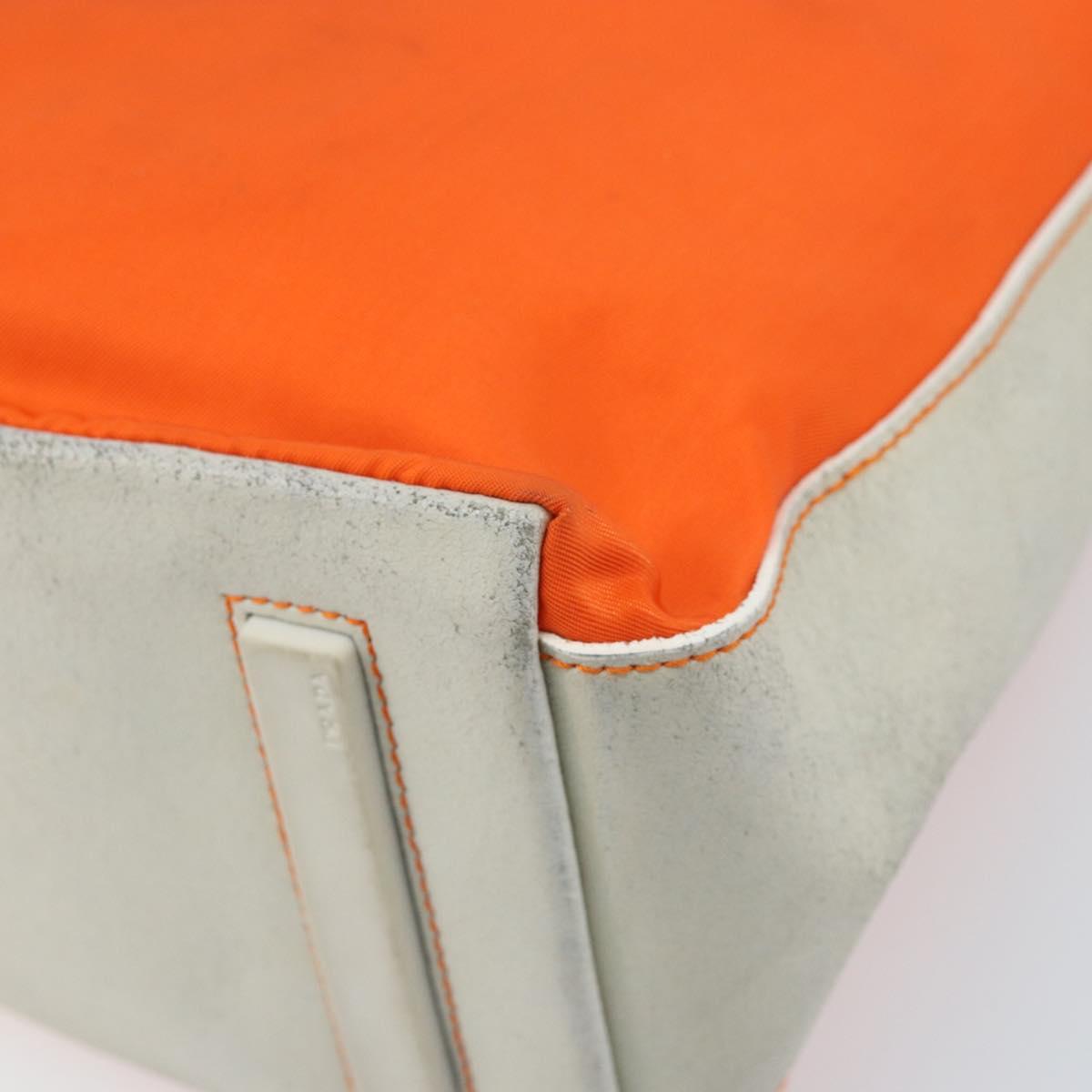 PRADA Shoulder Bag Nylon Orange Silver Auth ARZ293